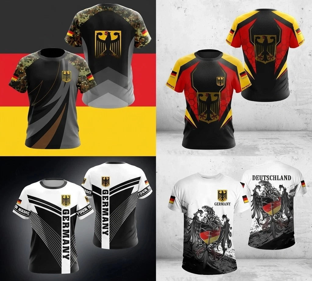 Germany T-Shirt Unisex Eagle Flag Camouflage Summer Sport Short Sleeve Shirt World Cup European Championship
