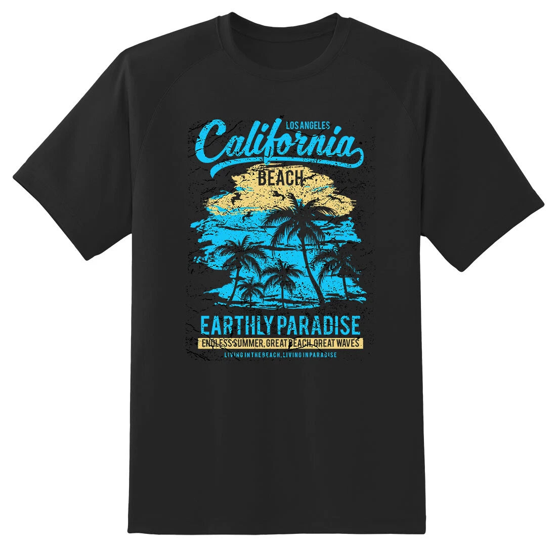 California beach earthly paradise Black or white tee shirt