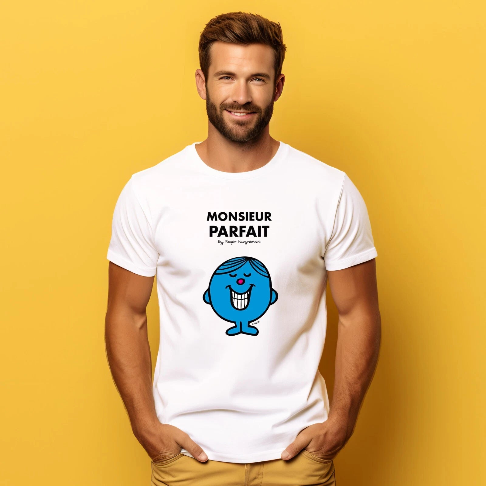 Men's Short Sleeve T-Shirt White, Monsieur Parfait