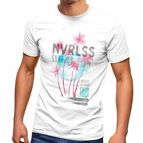 Men's Palm Trees Summer Beach Surfing Surf Pacific Island Print Print T-Shirt