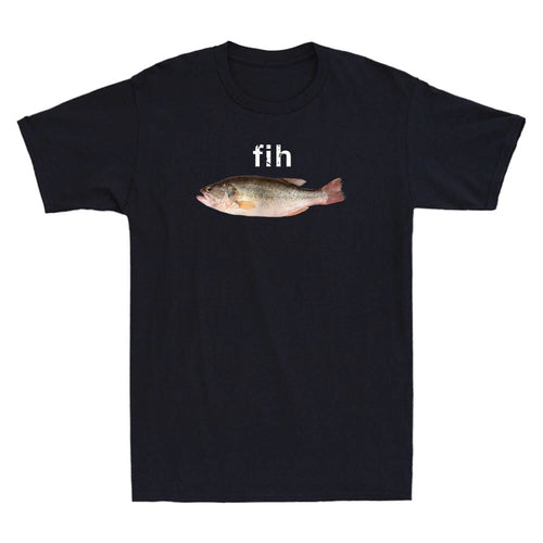 "Fih" Funny Misspelled Fish Meme, Simple Humor Joke Men's Short Sleeve T-Shirt