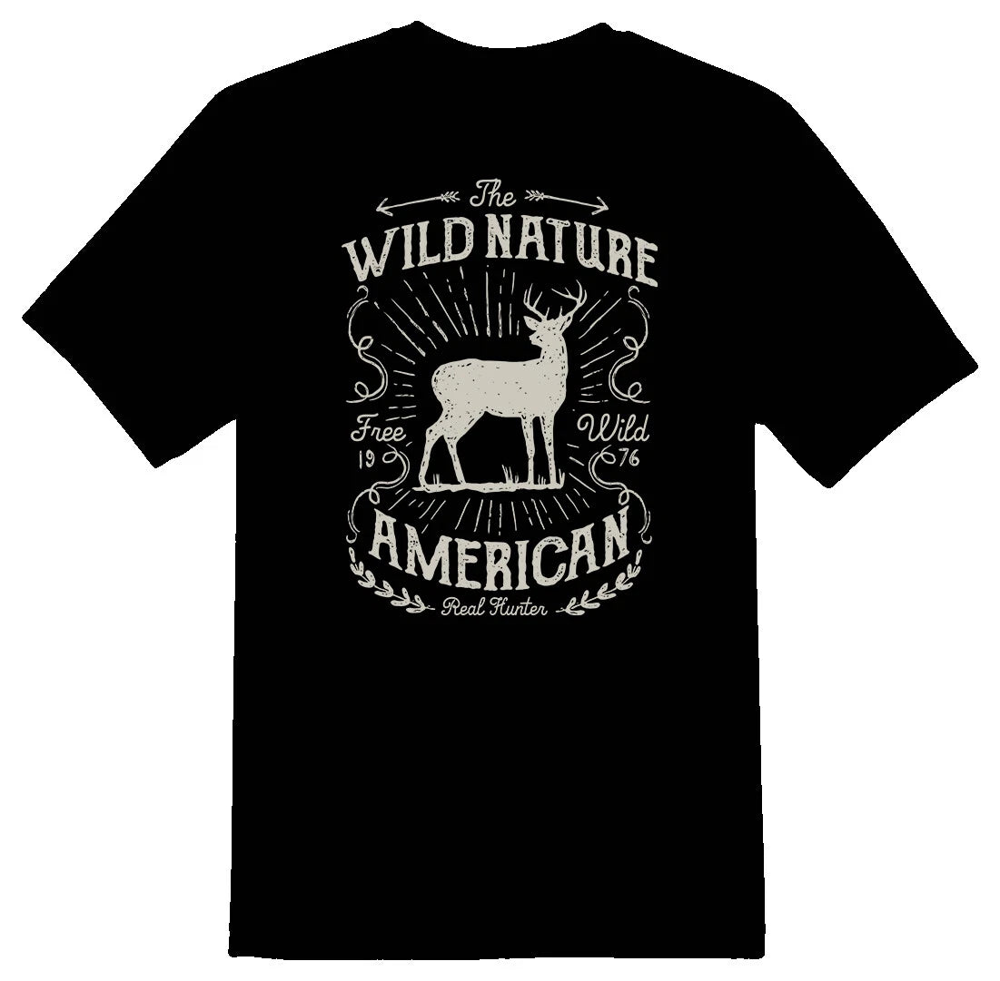 Wild Nature American real hunter black or white tee shirt