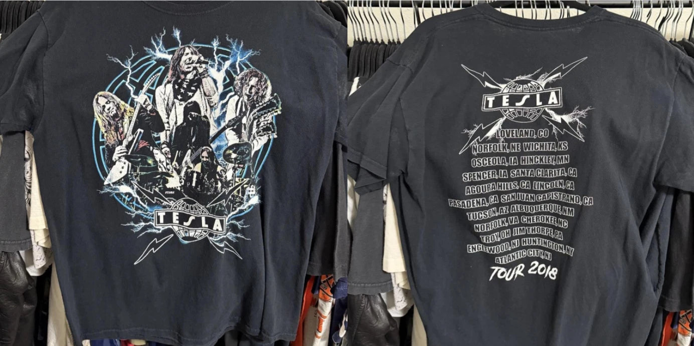 Tesla Rock Band T Shirt Graphic Tee Vintage Style Concert Tee USA S-5XL