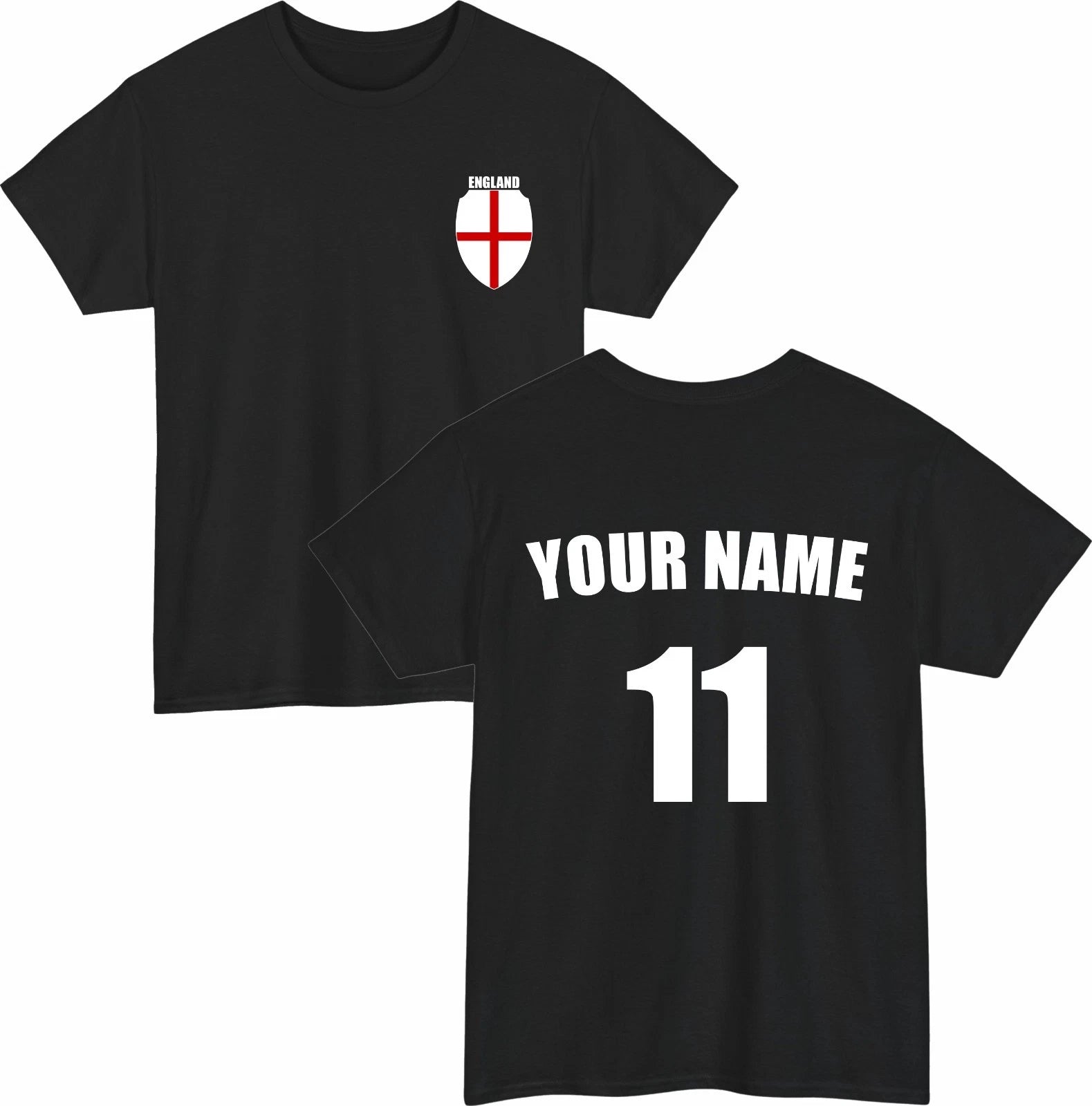 Personalised England Football T-Shirt Custom Name And Number Sports Lover Top