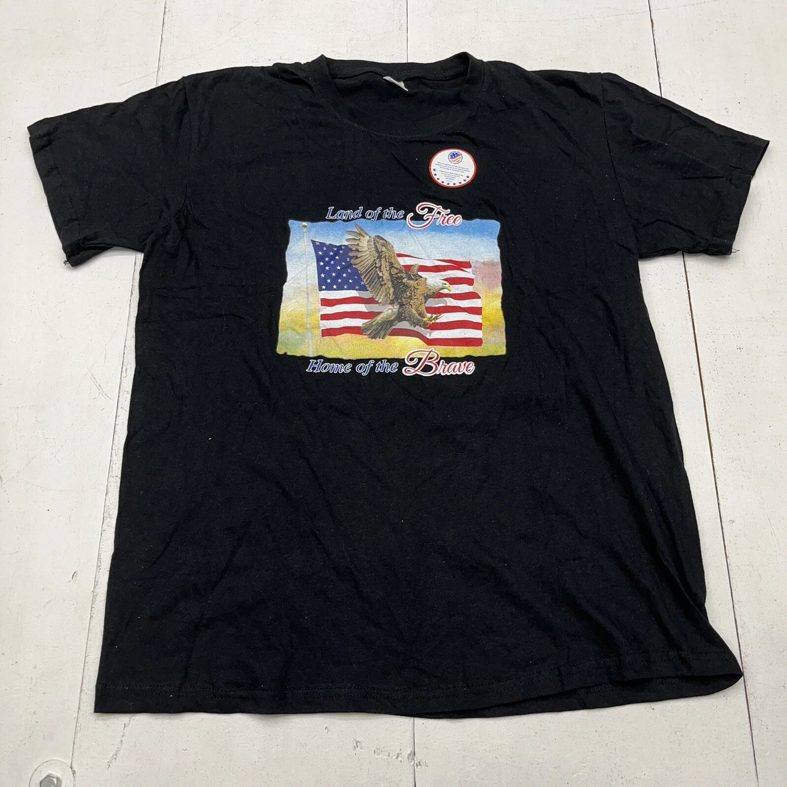 Custom Graphic Black “ Land of the free” T-Shirt Men’s Size Large NEW
