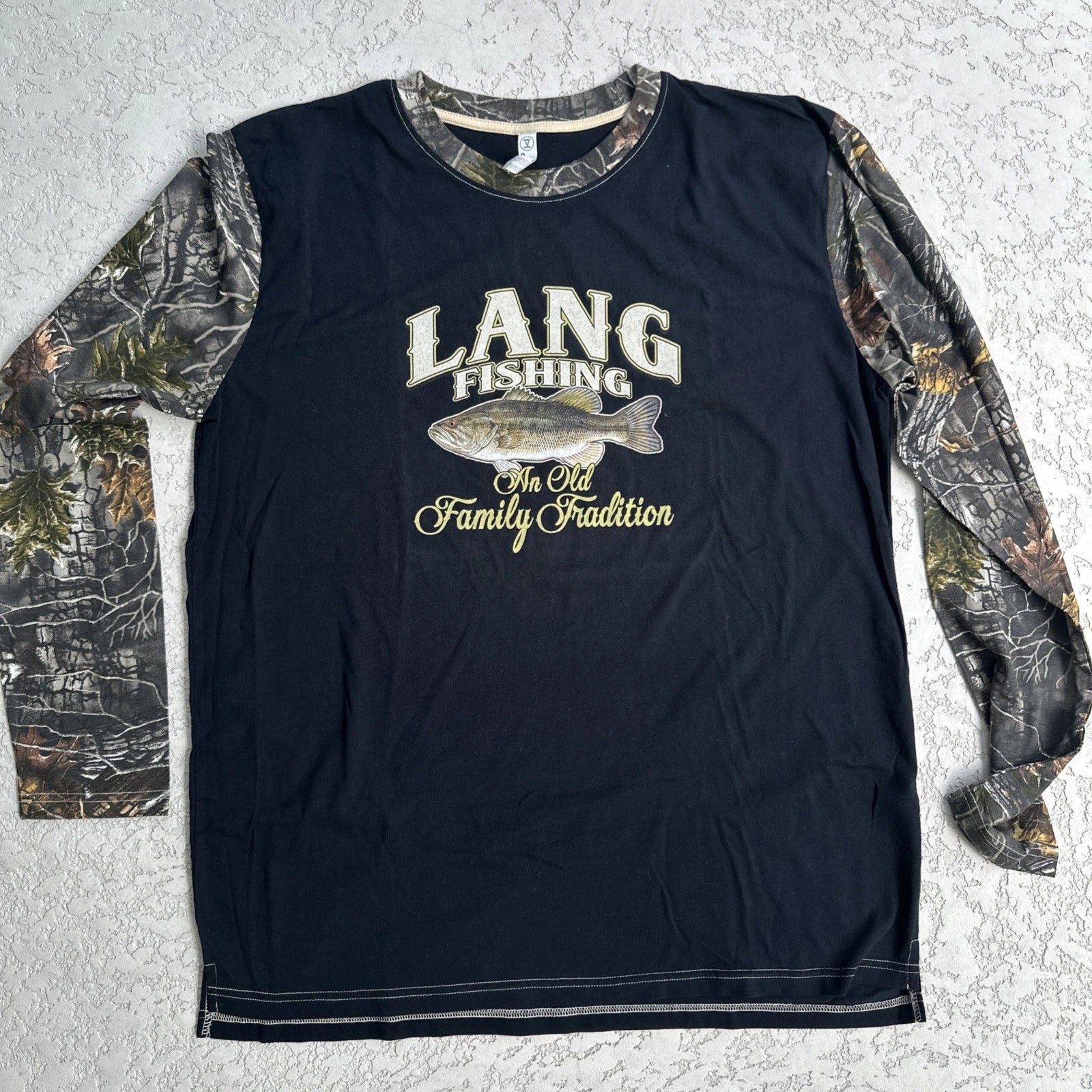 NWT Inkpixi Code Five Custom Graphic Long Sleeve Tee, Men's Sz XL, Lang Fishing