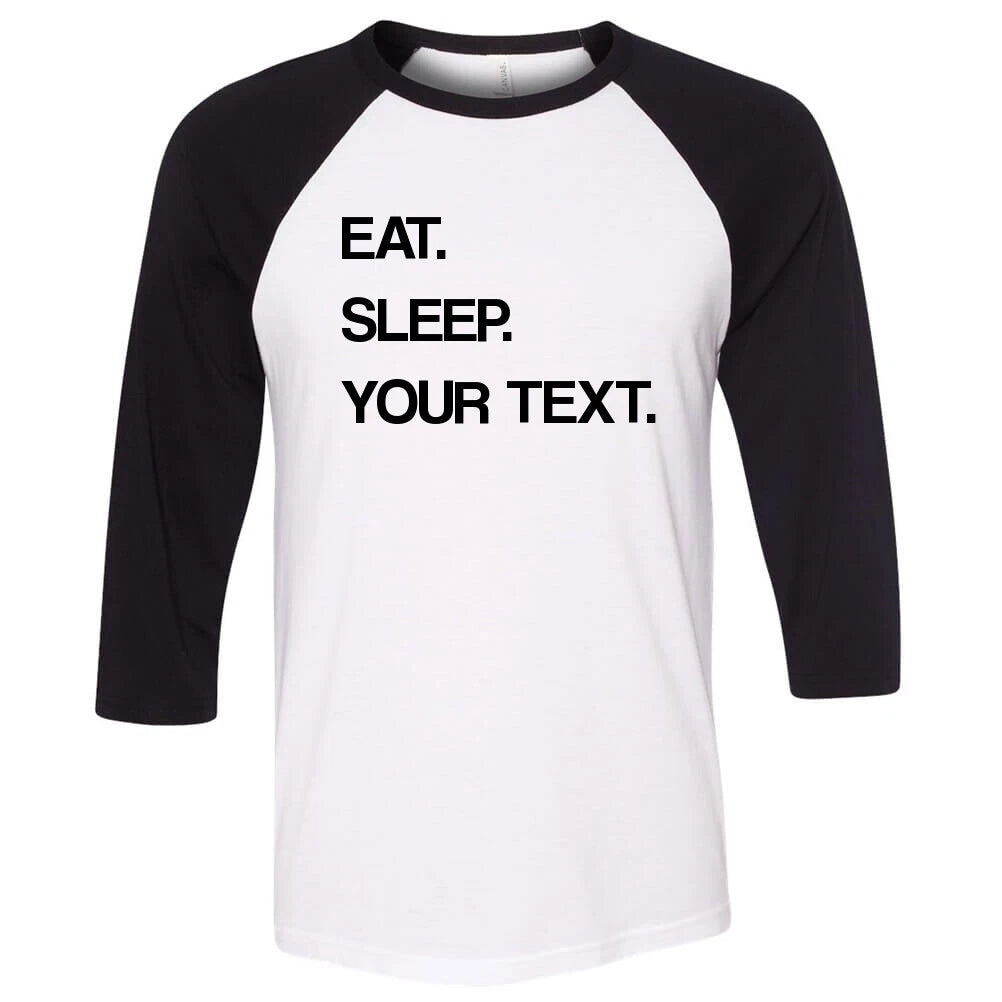 Custom Eat Sleep Shirt Personalized Baseball Raglan Tee