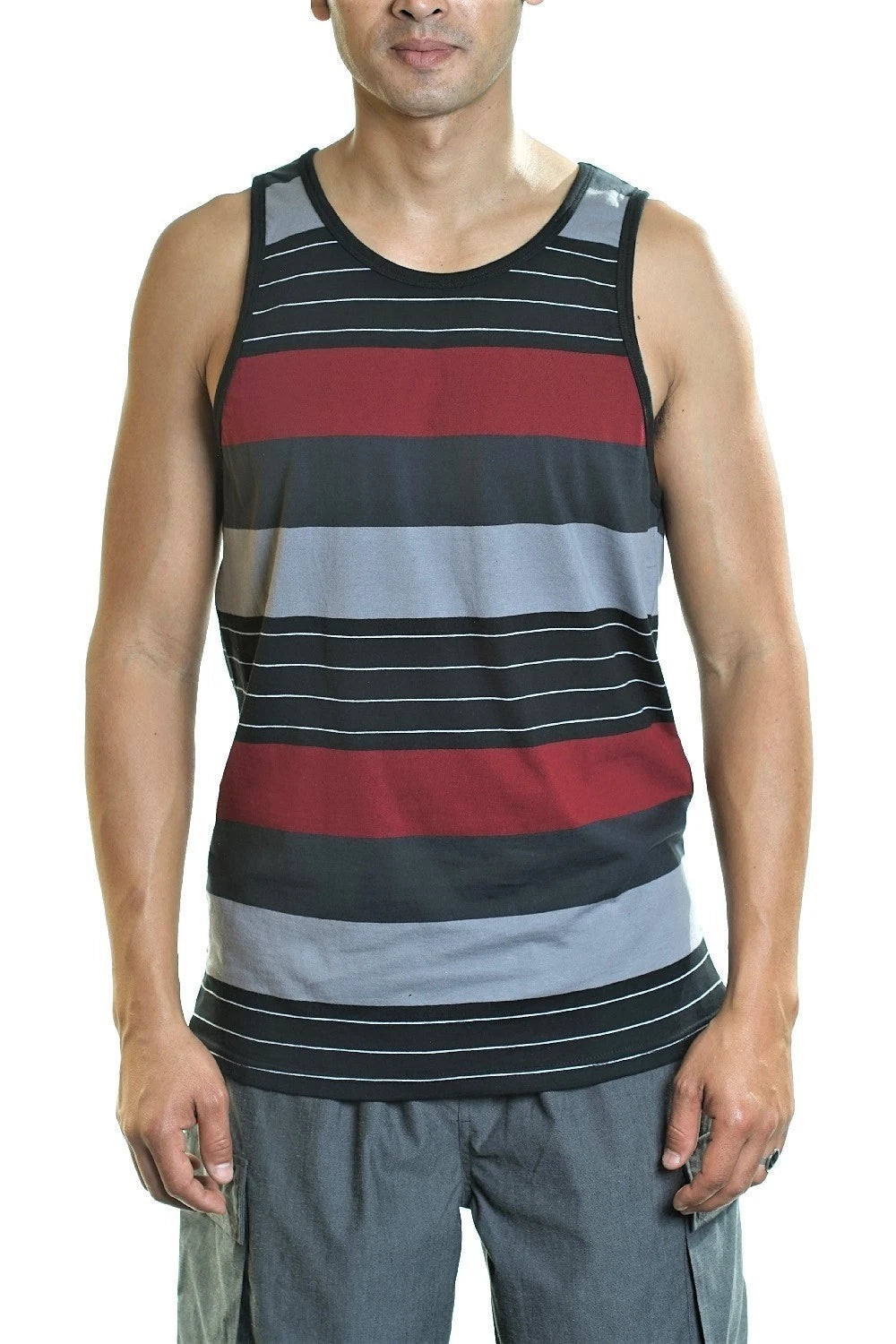 YAGO Men's Casual Striped Tank Top Shirt for Indoor & Outdoor