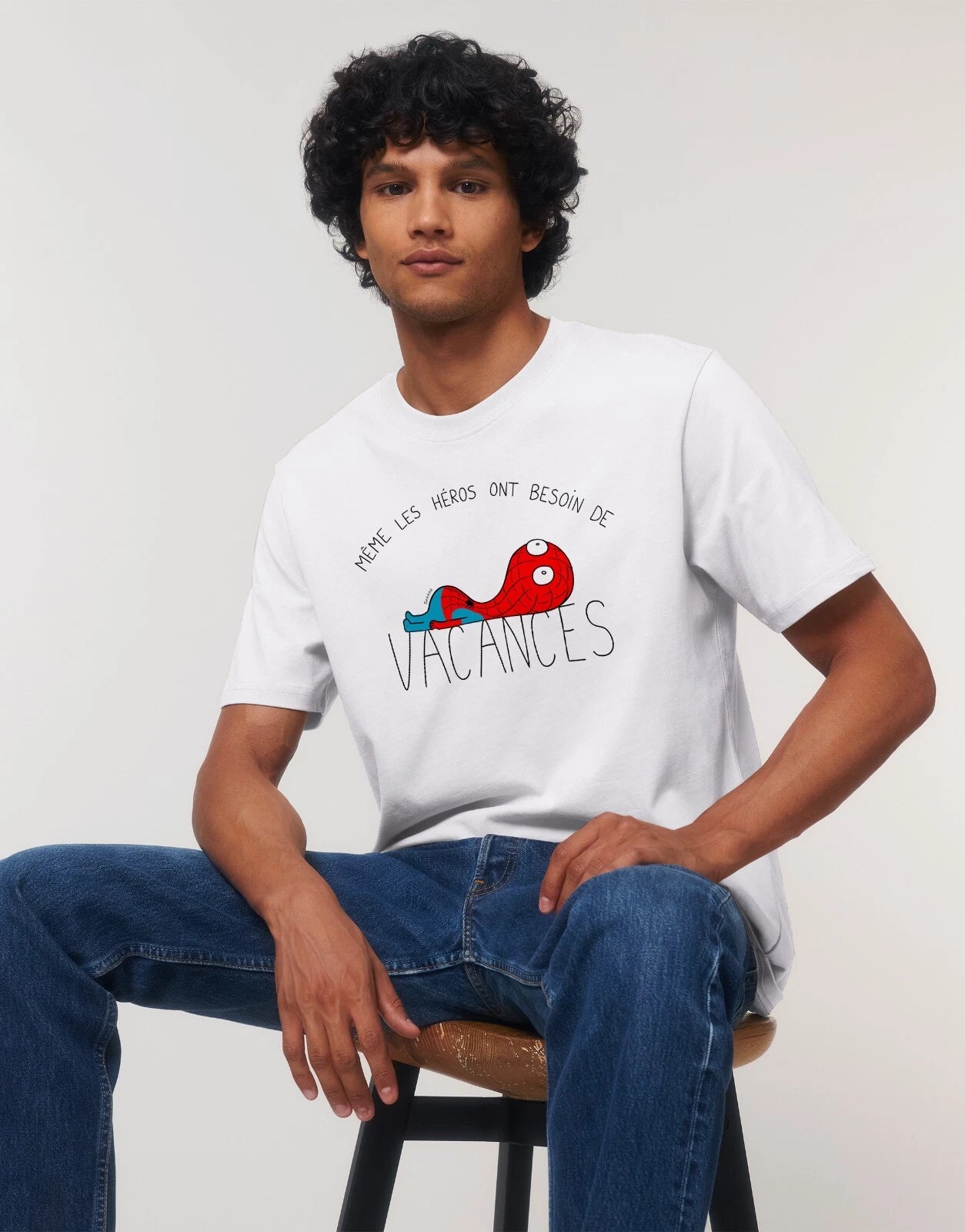 Men's Short Sleeve T-Shirt White, HEROS VACANCES SPIDER