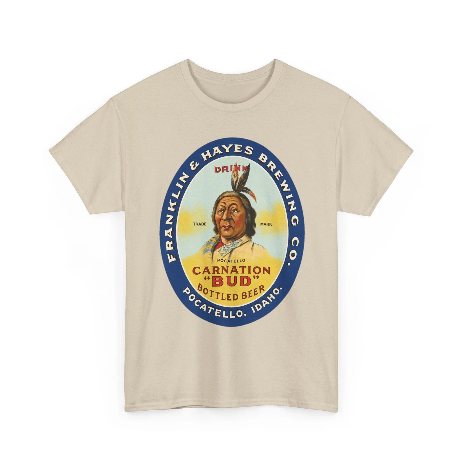 Franklin & Hayes Carnation Bud Beer Indian Pocatello ID Retro Breweriana T-Shirt