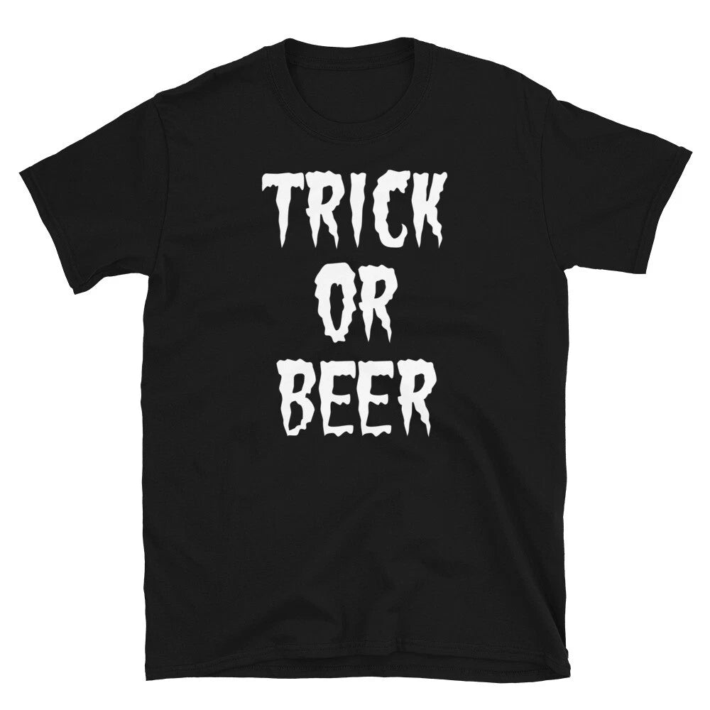Trick or Beer Halloween Humor Spooky Novelty Short-Sleeve Unisex T-Shirt
