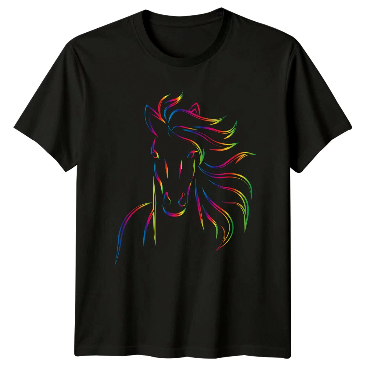 Rainbow Horse Graphic Tee Animals Mens T-Shirt Ladies Top Unisex Gift