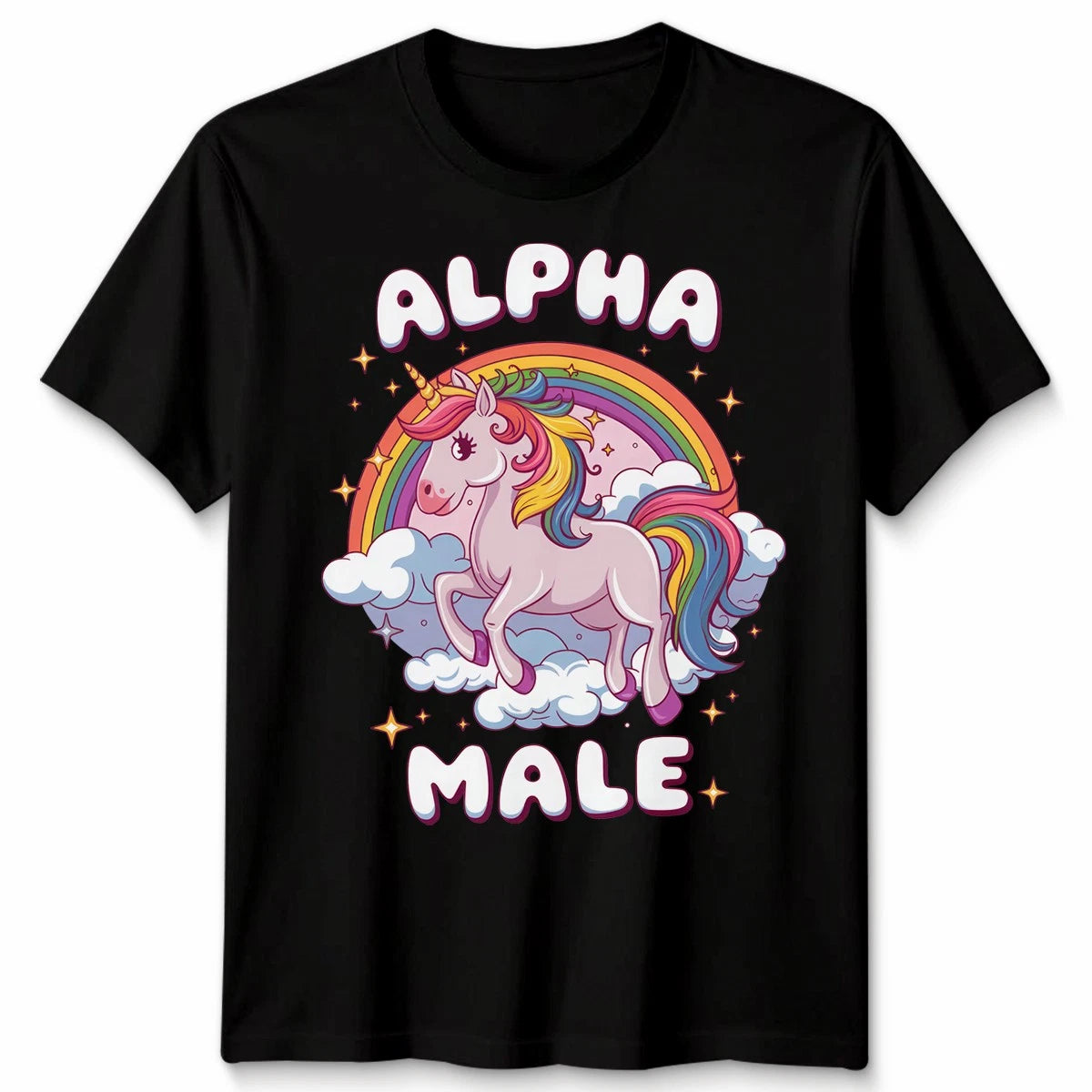 Alpha Male Funny Sarcastic Rainbow Unicorn Great Stag Do Unisex Tshirt