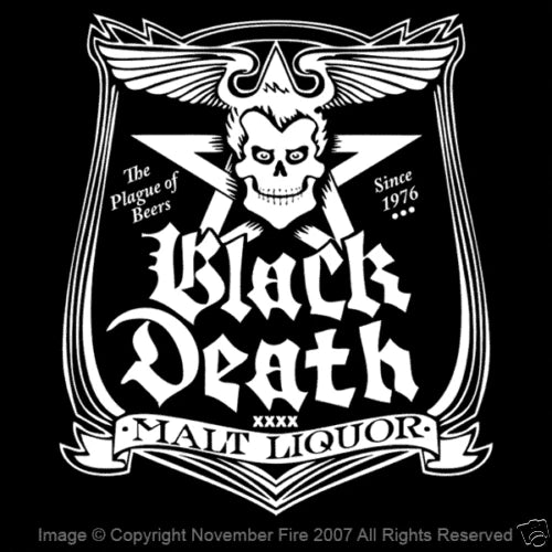 Black Death Malt Liquor Dr Johnny Fever WKRP Cincinnati Skull Beer Shirt NFT398