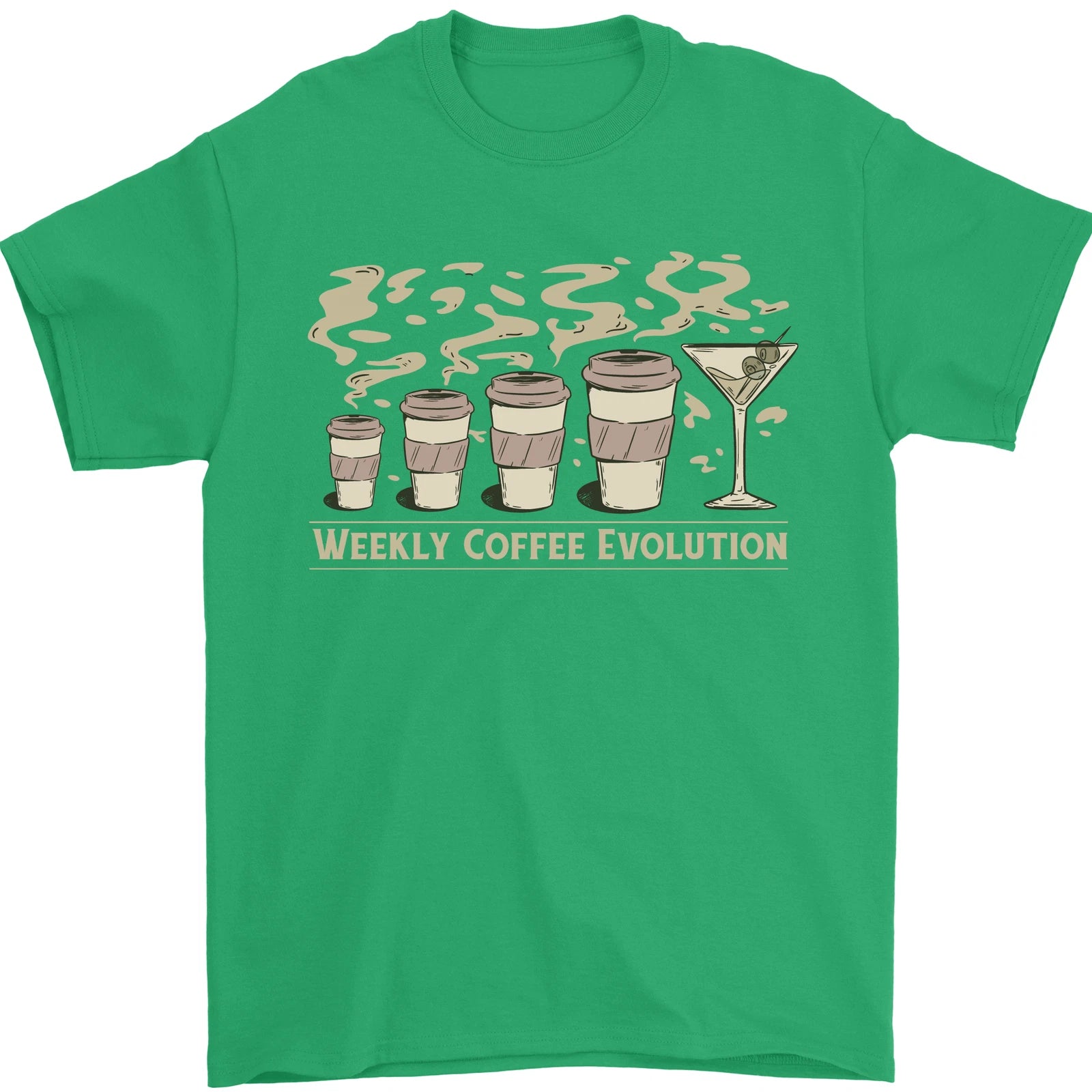 Weekly Coffee To Alcohol Evolution Wine Mens T-Shirt 100% Cotton