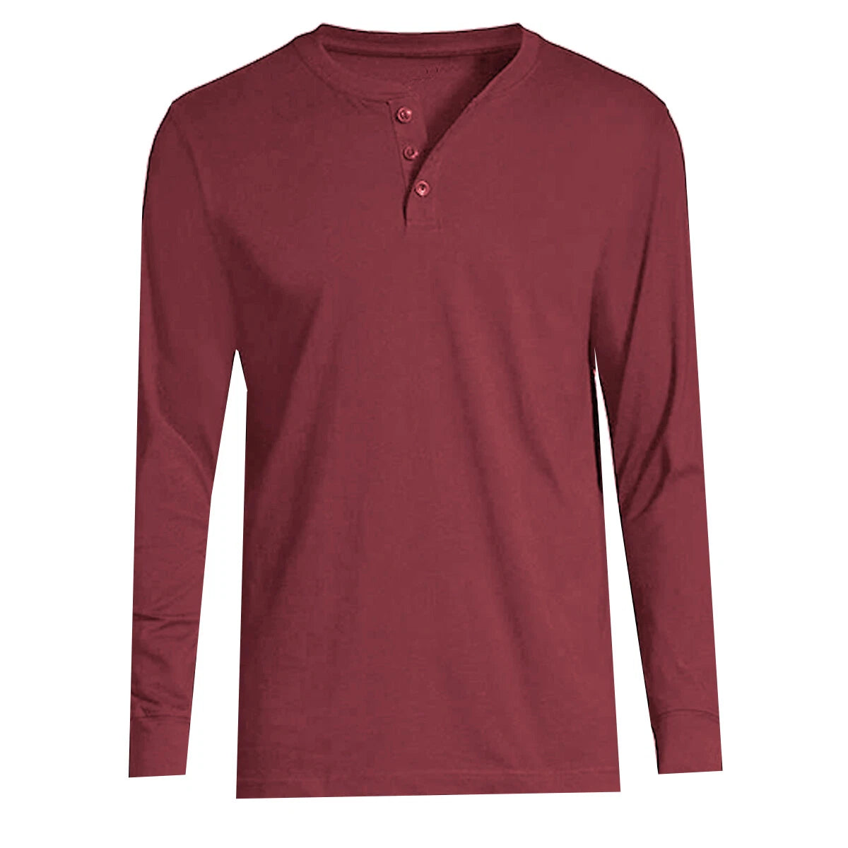 Mens Long Sleeve T-shirt Grandad Buttons Neck Plain Cuff Casual Hanley Top M-3XL