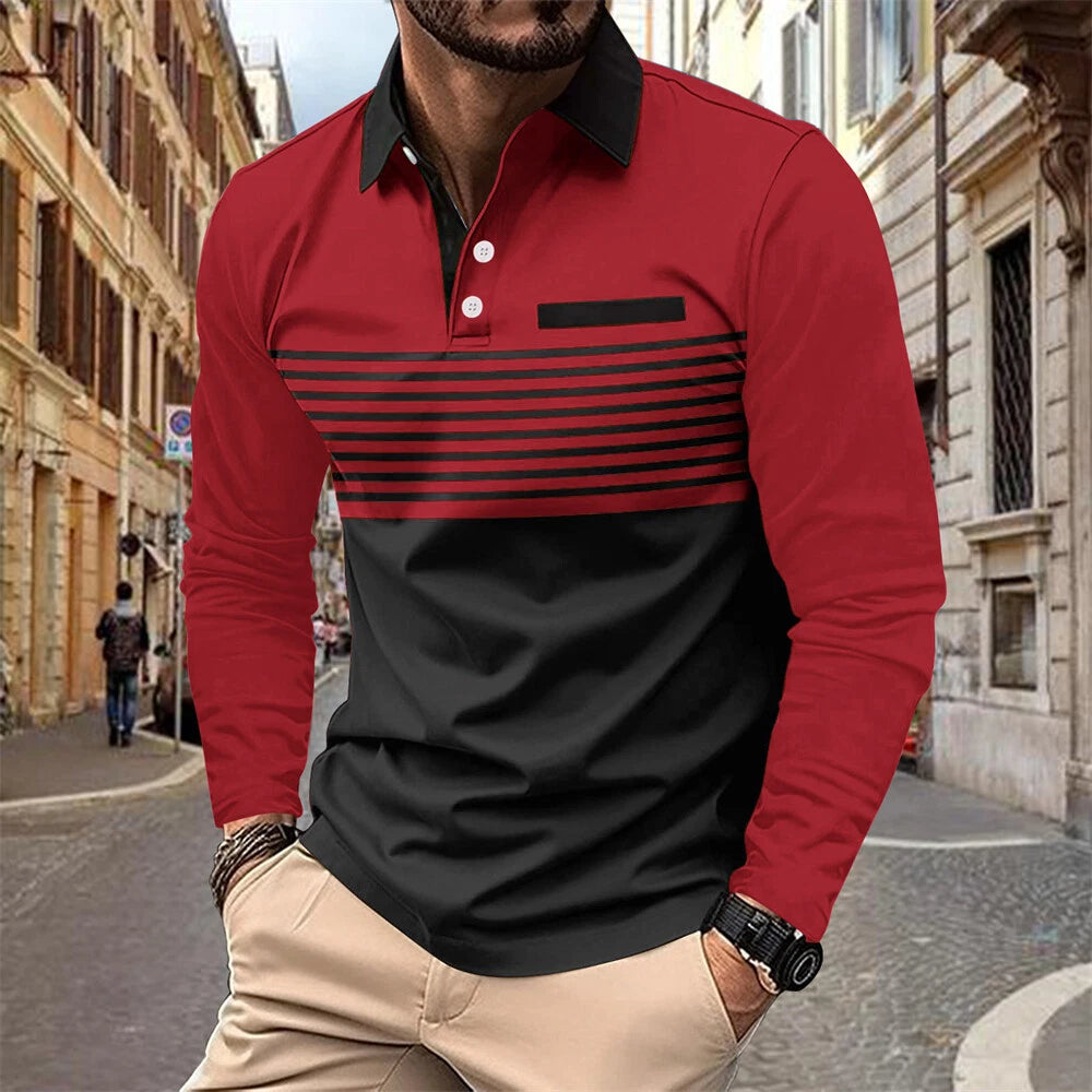 Men's Long Sleeve Slim Fit Polo Shirts Summer Shirts Casual Golf Shirt