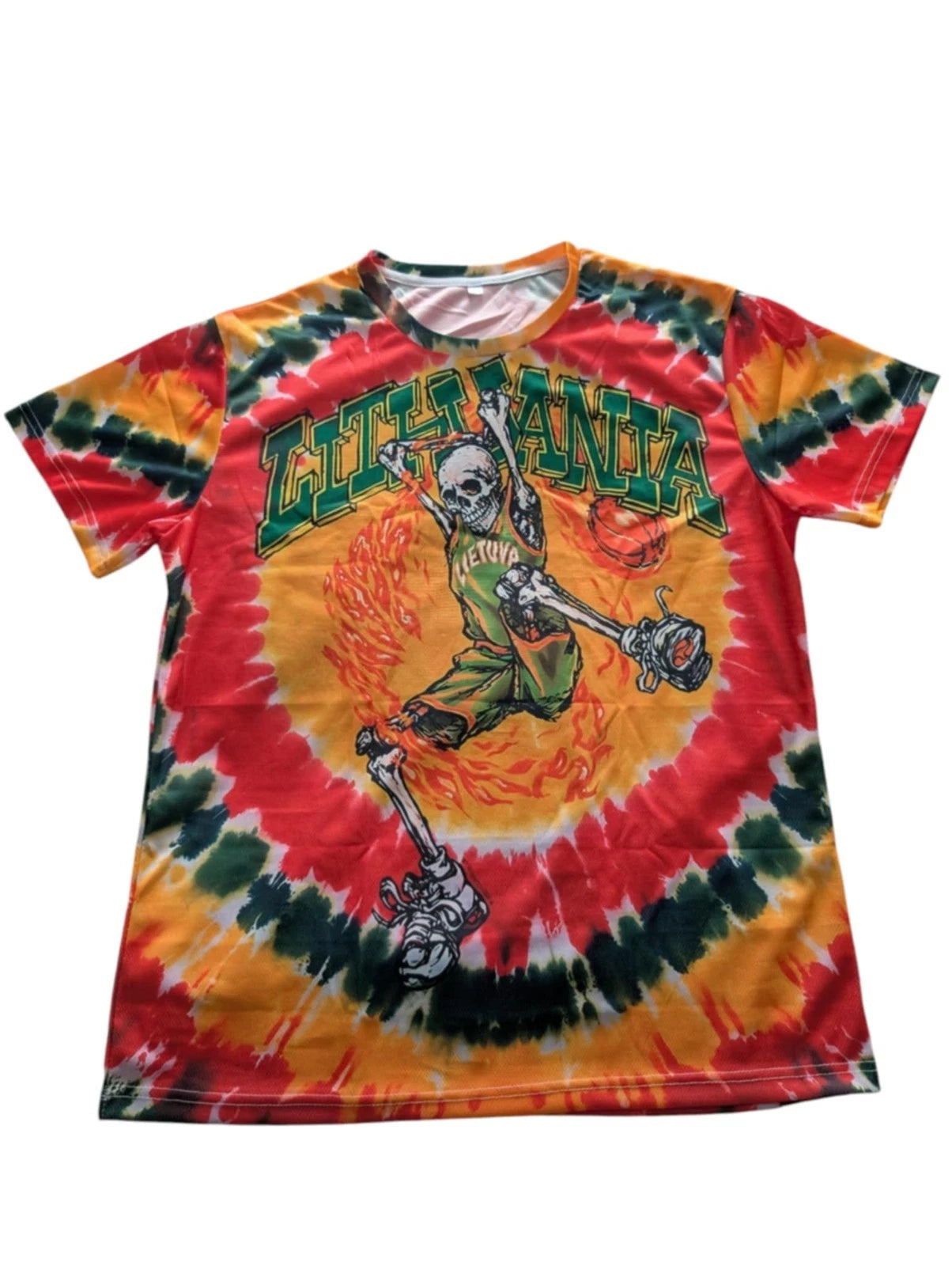90s Vintage Jersey T-Shirt Men’s 3D Print Skeleton Dunk Retro Streetwear Top