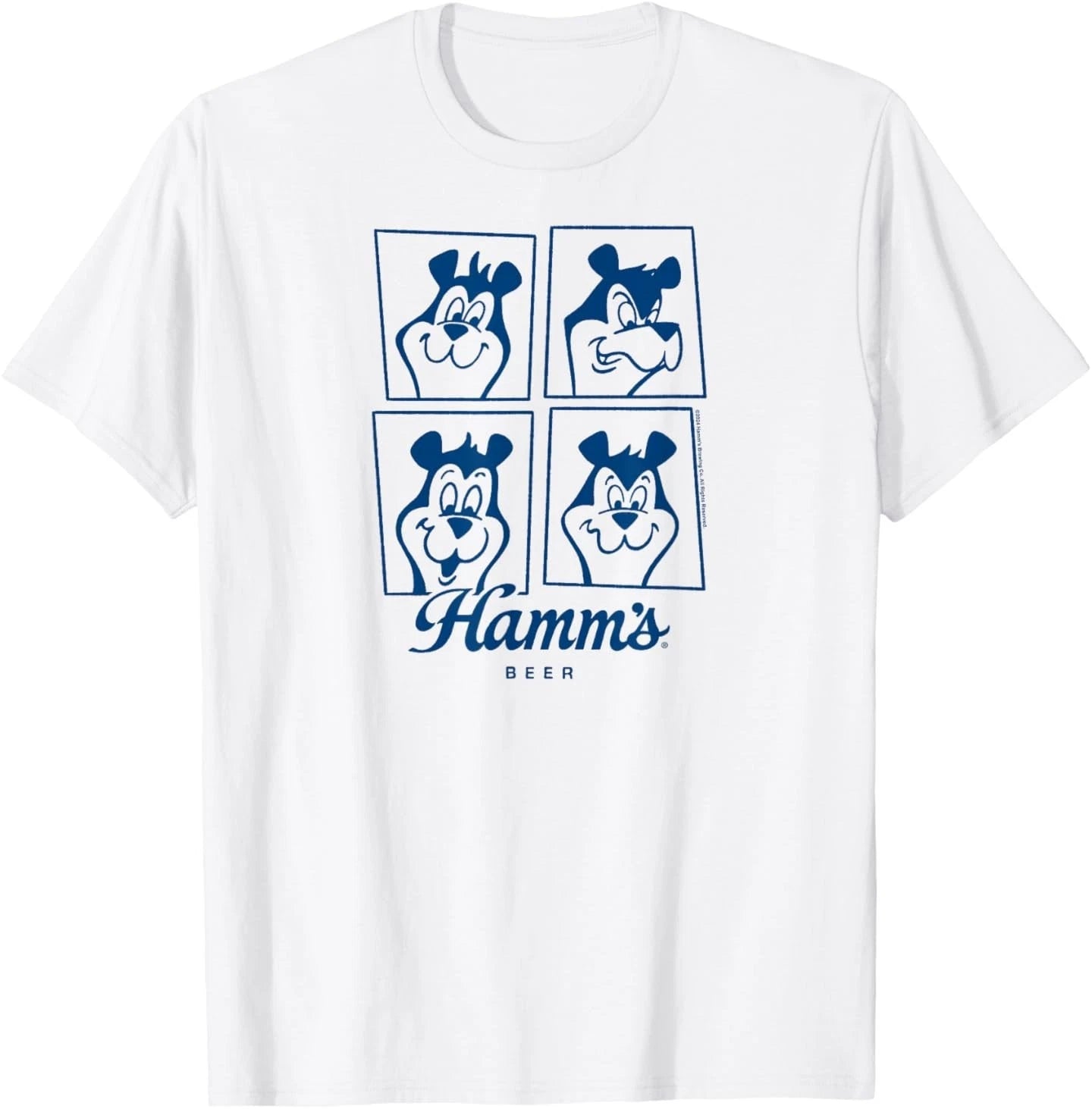 Hamm's - Beer Bear Cartoon Mascot Sascha Face Grid T-Shirt