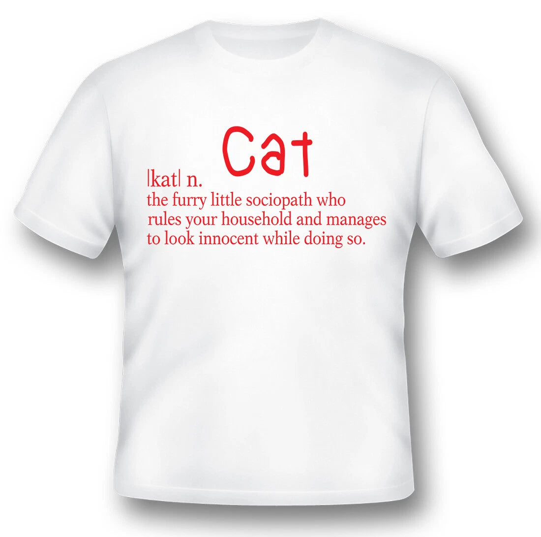 Cat furry little sociopath  tee Black or white