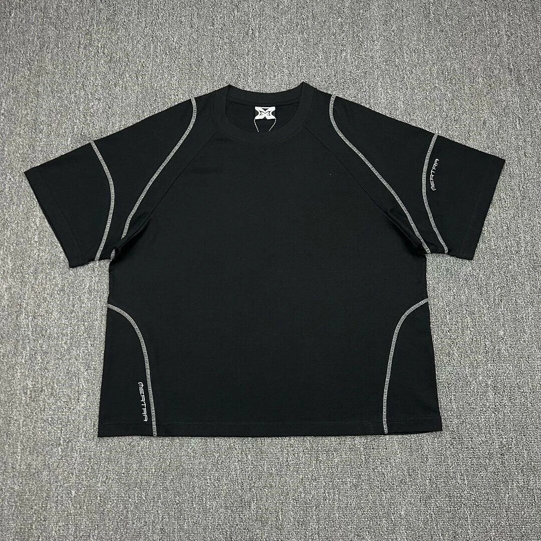 Mertra Raglan Sleeve Oversized T-Shirt with Seam Line Embroidered Logo