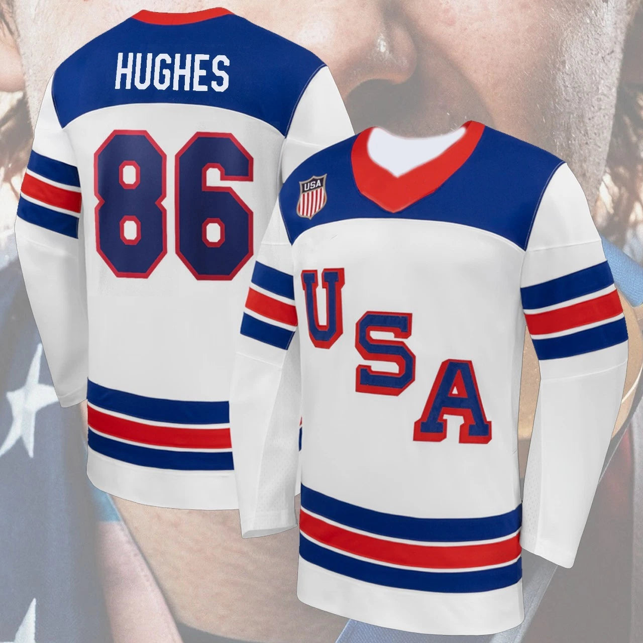 HOT! Jack #86 Hughes US Hockey Team 2026 Name & Number AOP Gift Fans