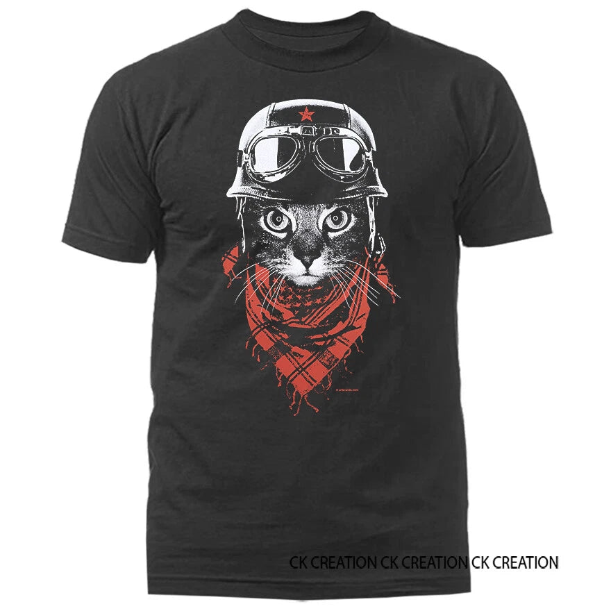 Adventurer Cat Bikers Motorcycle  Animal Pet Funny Joke Humor Graphic T-shirt