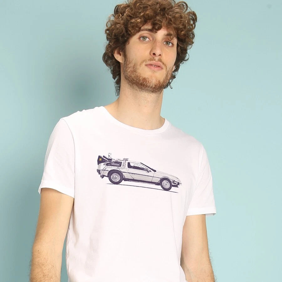 Men's Short Sleeve T-Shirt White, DELOREAN