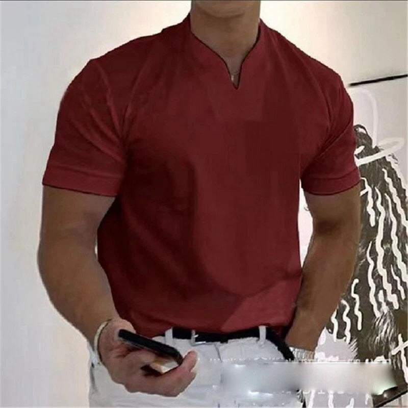 Mens Summer Tops Dress Solid Loose Linen Blouse Sleeve Shirt Shirts Tops