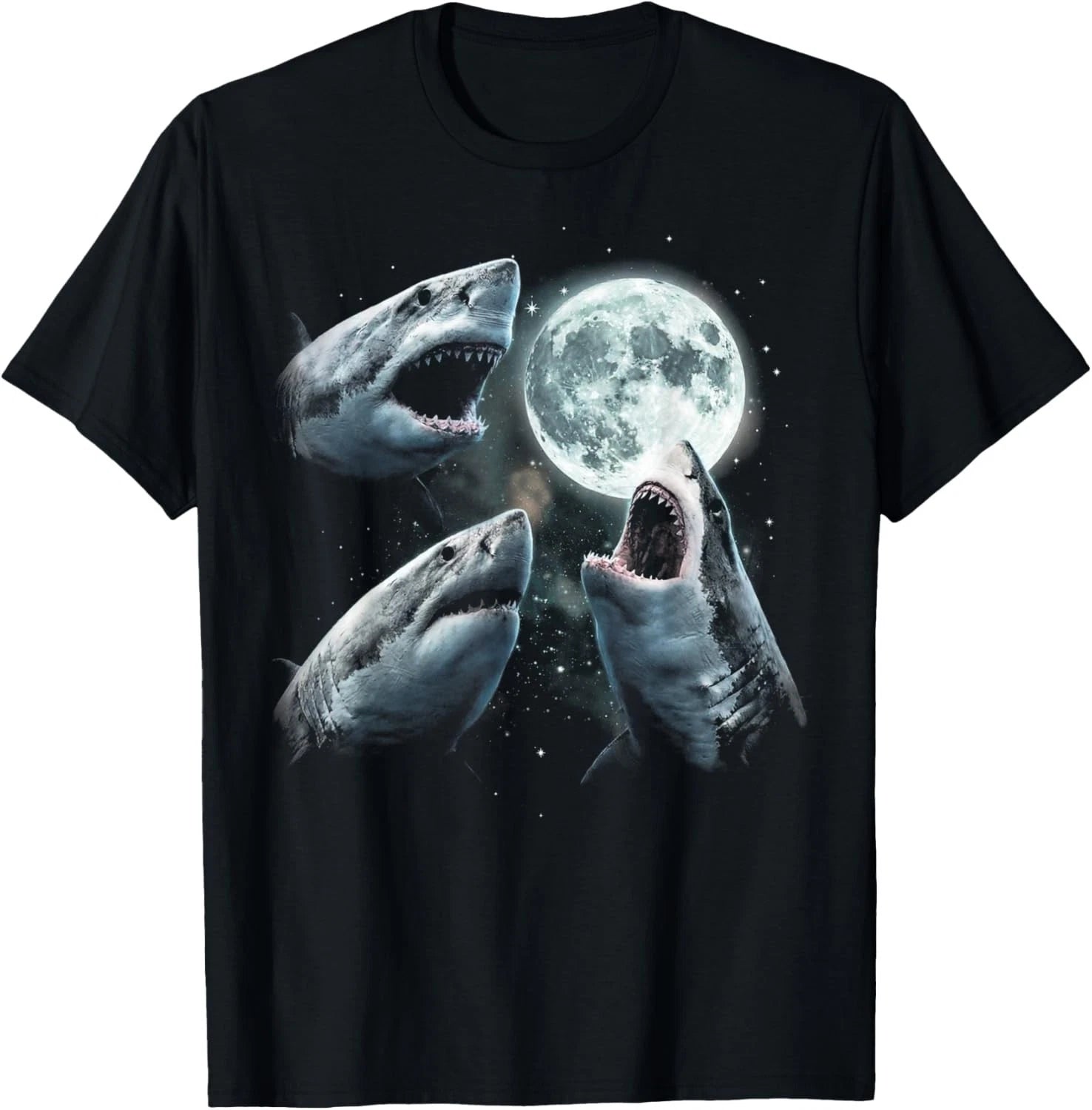 Funny Shark Howling at Moon Vintage 90s Graphic T-Shirt unisex T-Shirt