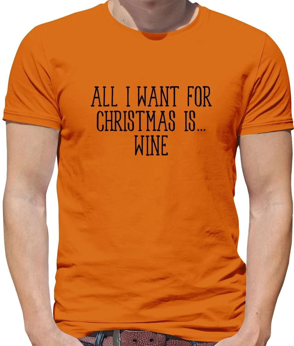 All I Want For Christmas Is Wine - Mens T-Shirt - White Red Funny Love Pub