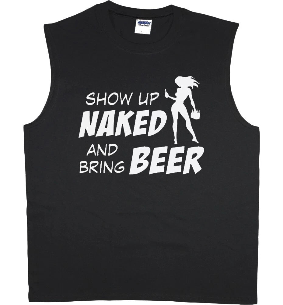 Mens Cut Off Shirts Funny Saying Beer Naked Spring Break Shirts Mens Funny Tees