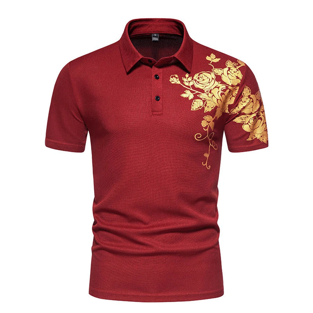 Men's Short Sleeve Slim Fit Bronze Polo Shirts Summer Shirts Casual Golf Shirt