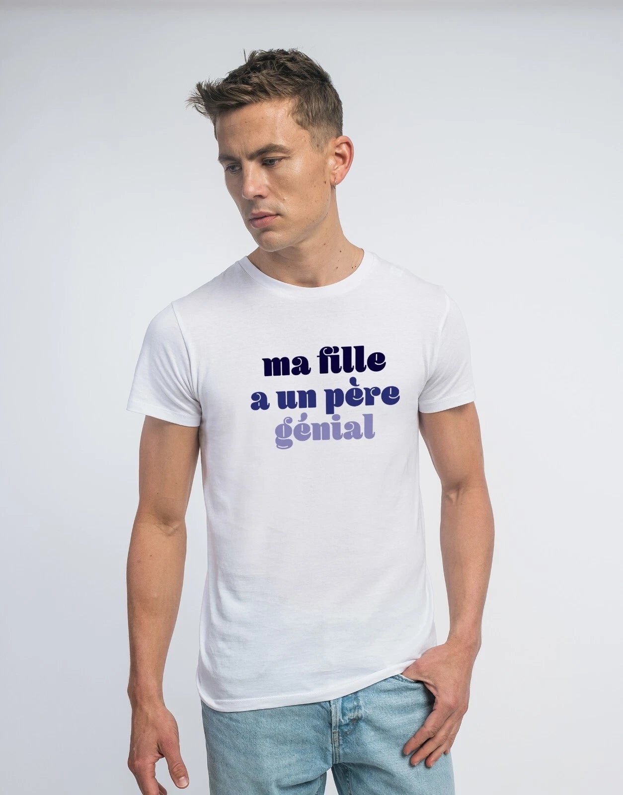 Men's Short Sleeve T-Shirt White, MY DAUGHTER HAS A GREAT DAD