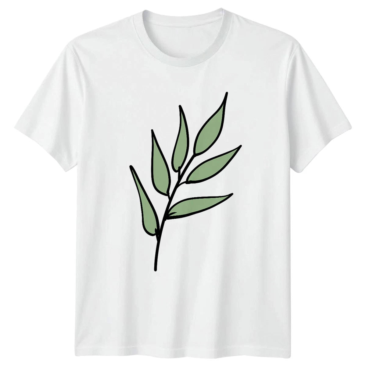 Simple Green Leaf Botanical Design T-Shirt Foliage Nature Birthday Gift