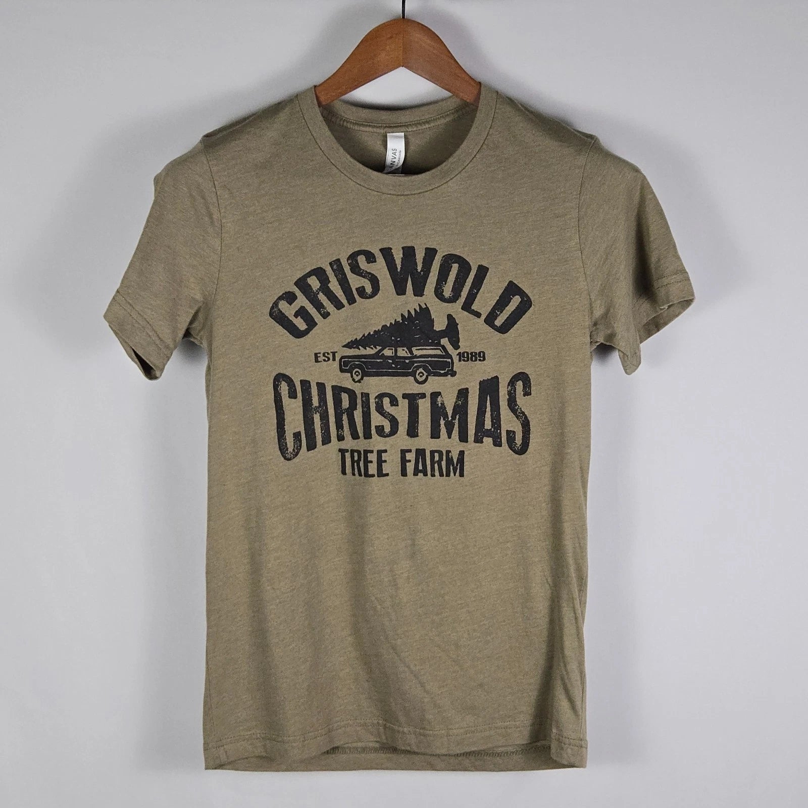 Bella Canvas Mens S Griswold Christmas Tree Farm Graphic Tee Olive Green S Gift
