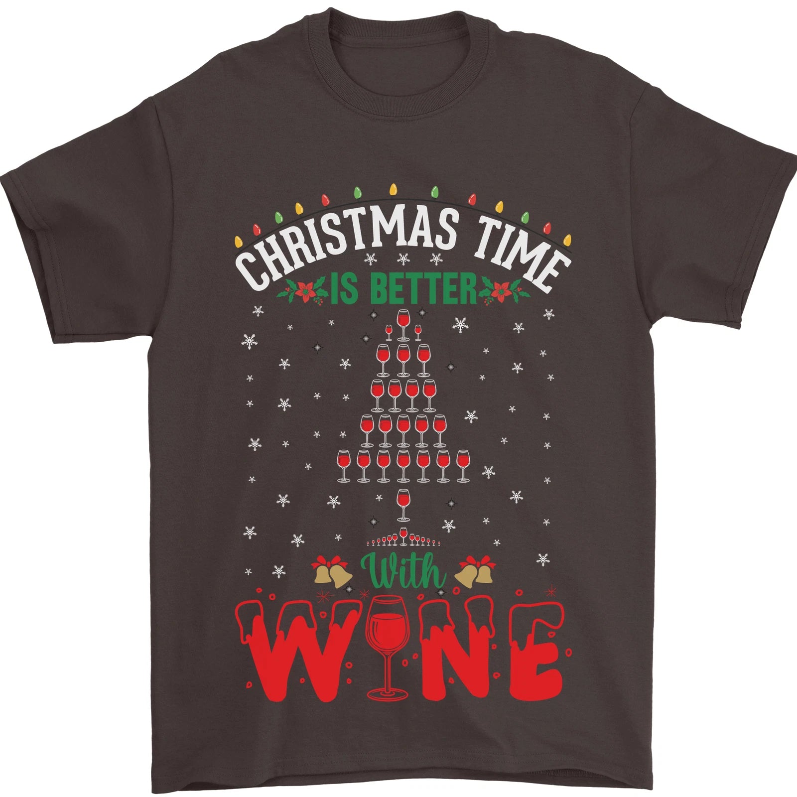 Christmas Better With Wine Funny Alcohol Mens T-Shirt 100% Cotton