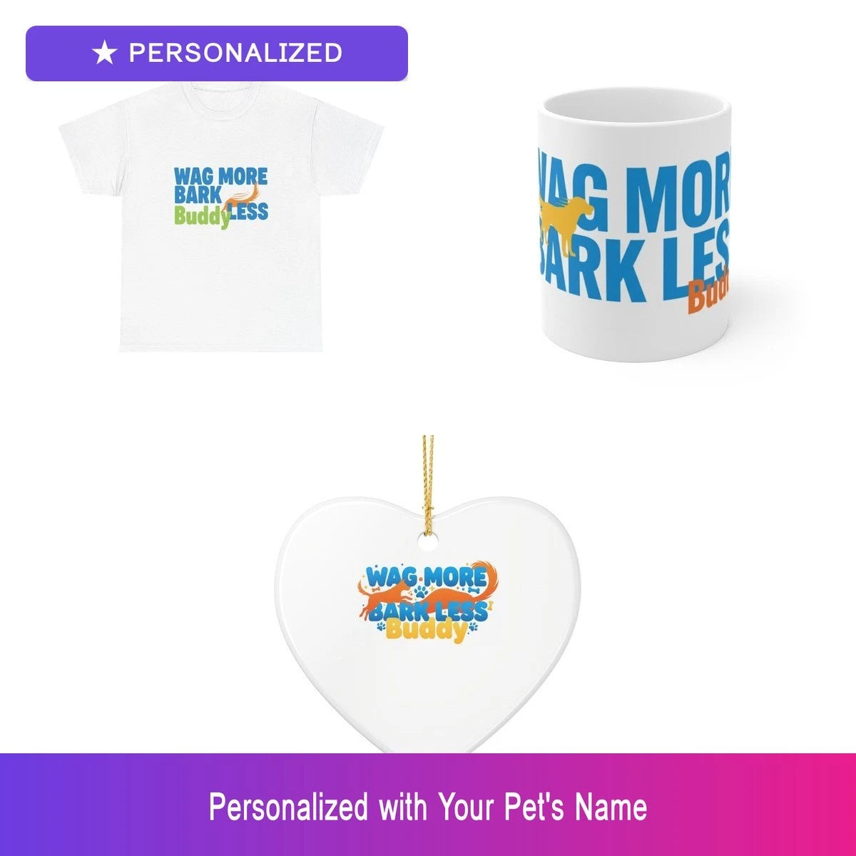 Custom Dog Gift Set Shirt Mug Ornament Personalized Pet Name Bundle Lover