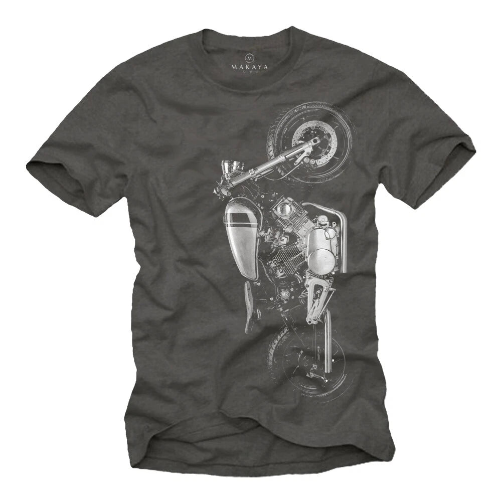 Custom Conversion Motorcycle Mens T-Shirt with Virago XV 750 Cafe Racer - Biker Men