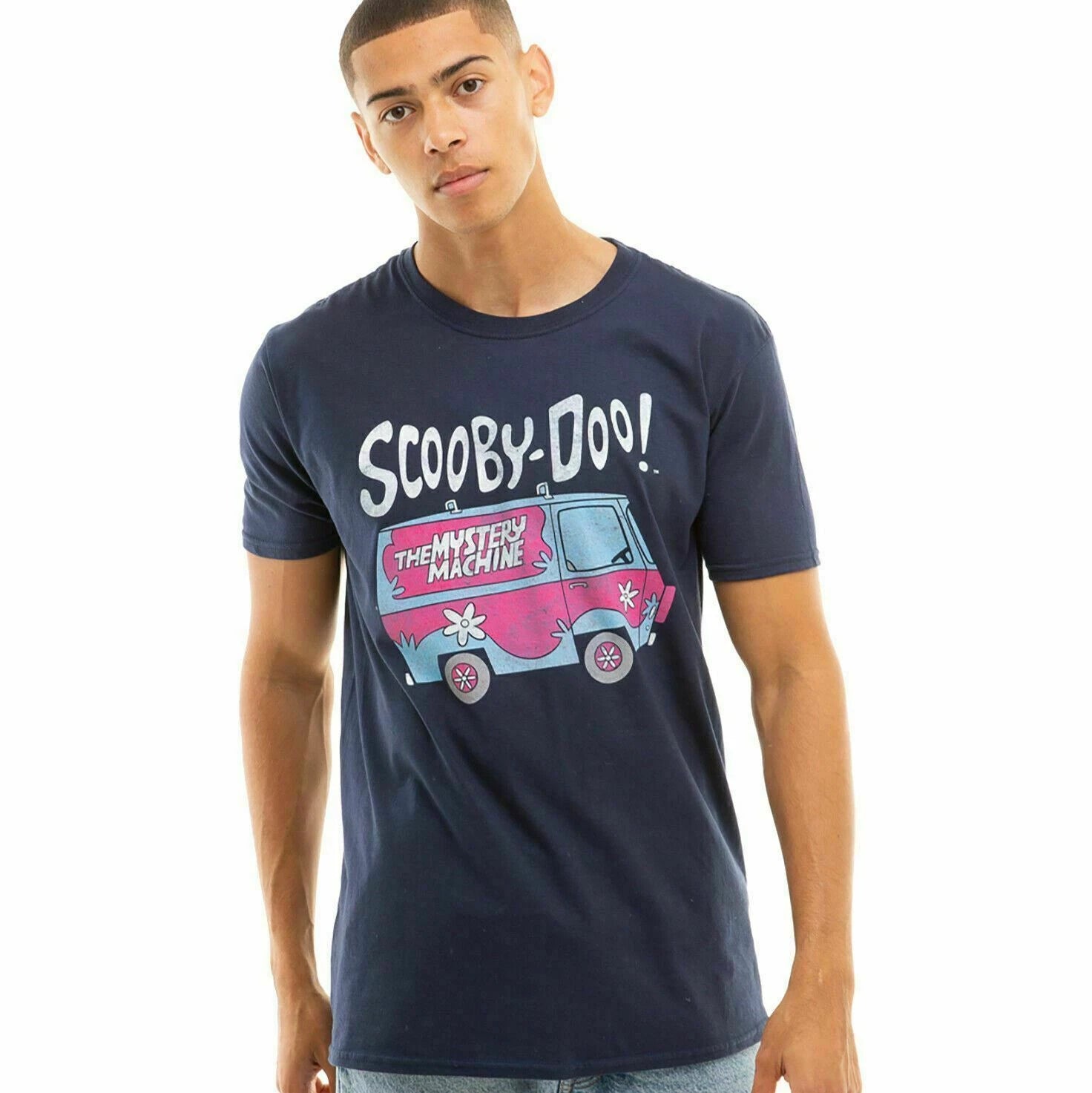 Official Scooby Doo Mens Mystery Machine T-shirt Navy S - XXL