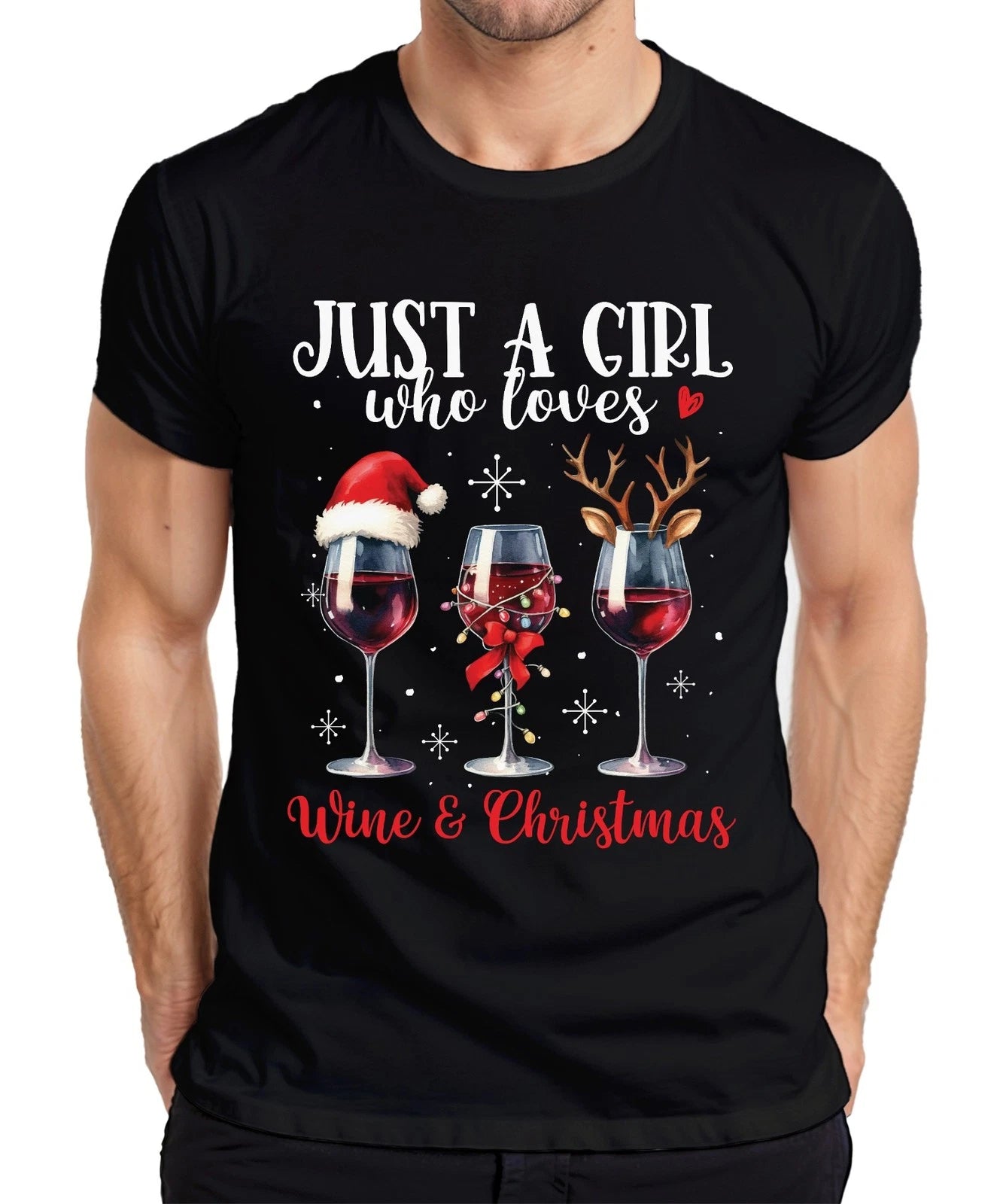 Just A Girl Who Loves Wine & Christmas - Christmas Xmas Gift Christma
