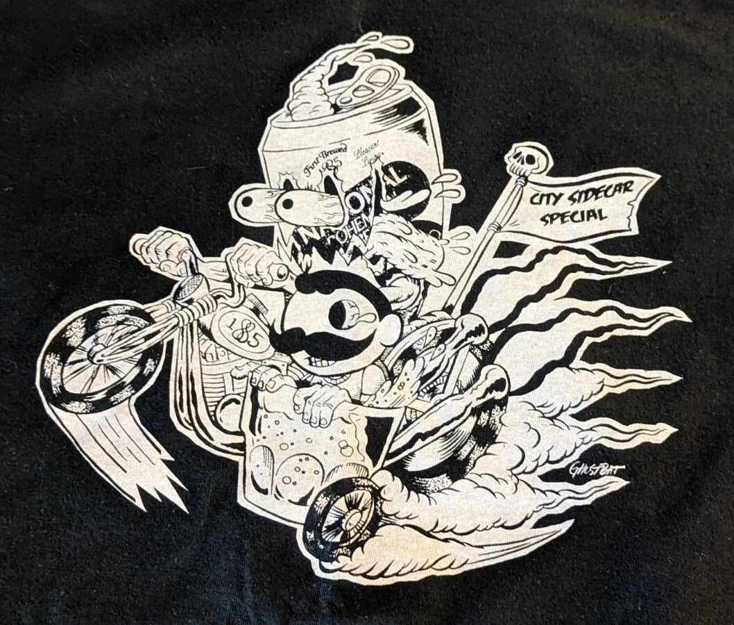 NEW National Bohemian Natty Boh City Sidecar Special Motorcycle Cotton Shirt 2XL