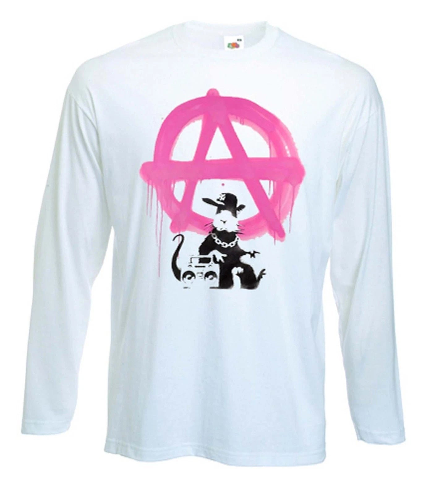 BANKSY ANARCHY RAT LONG SLEEVE T-SHIRT -  Punk Anarchist Anarchism - Sizes S-XXL