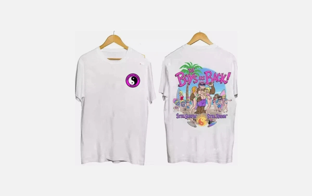 T C Surf Challenge Retro 80s Designs T-shirt White 2 sides T-shirt