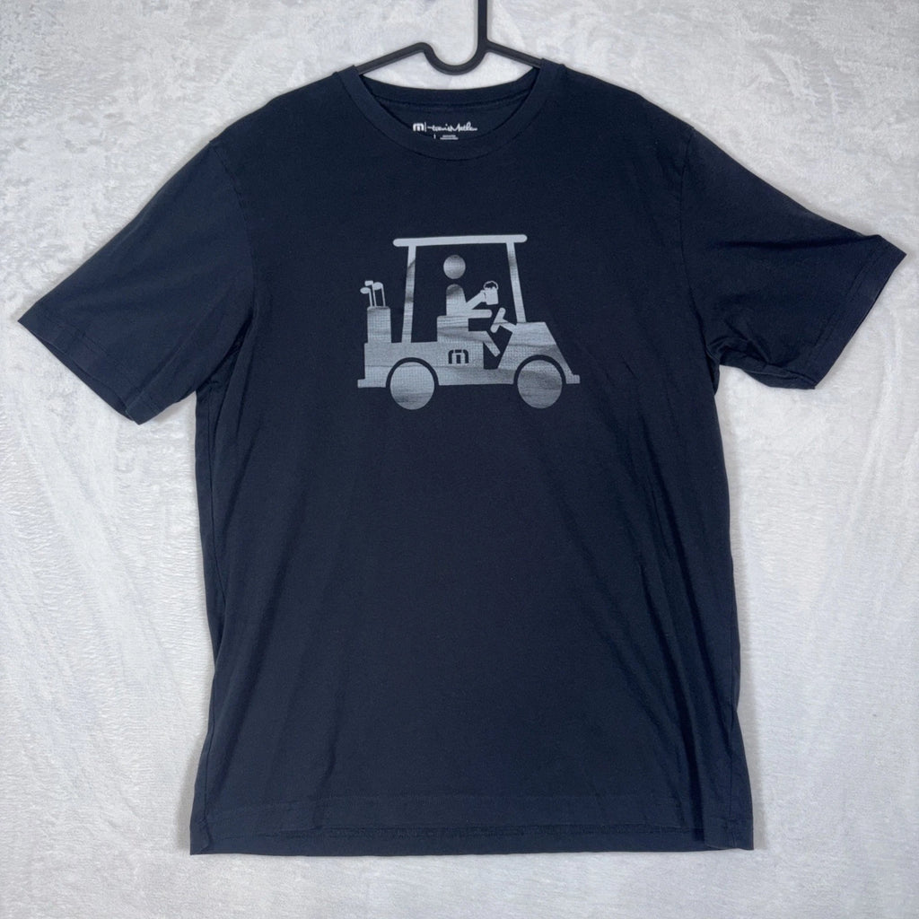 Travis Mathew Golf Beer Cart Graphic T Shirt Men’s Large Black Short Sleeve