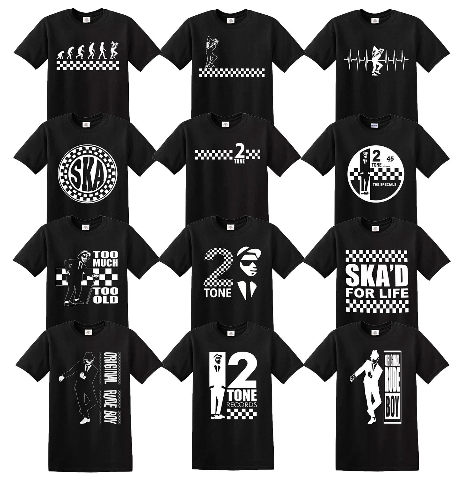 2 Tone The Specials Reggae Ska Rude Old Retro T-Shirts Men's 70s 80s Tee Tops