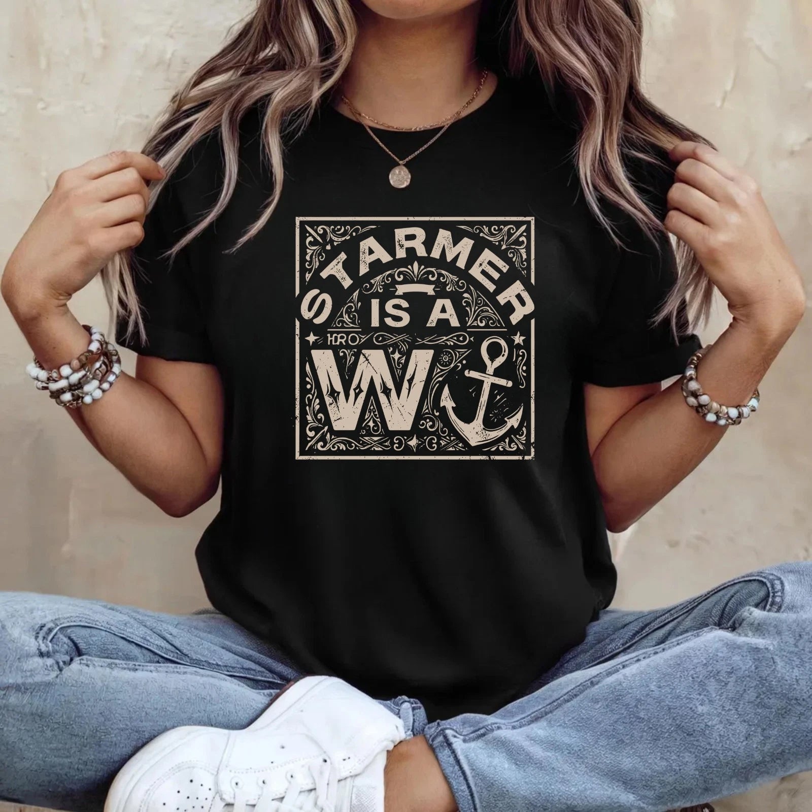 Starmer Is A W Anchor T-Shirt - Gift for Friend Funny Statement Unisex Tee Top