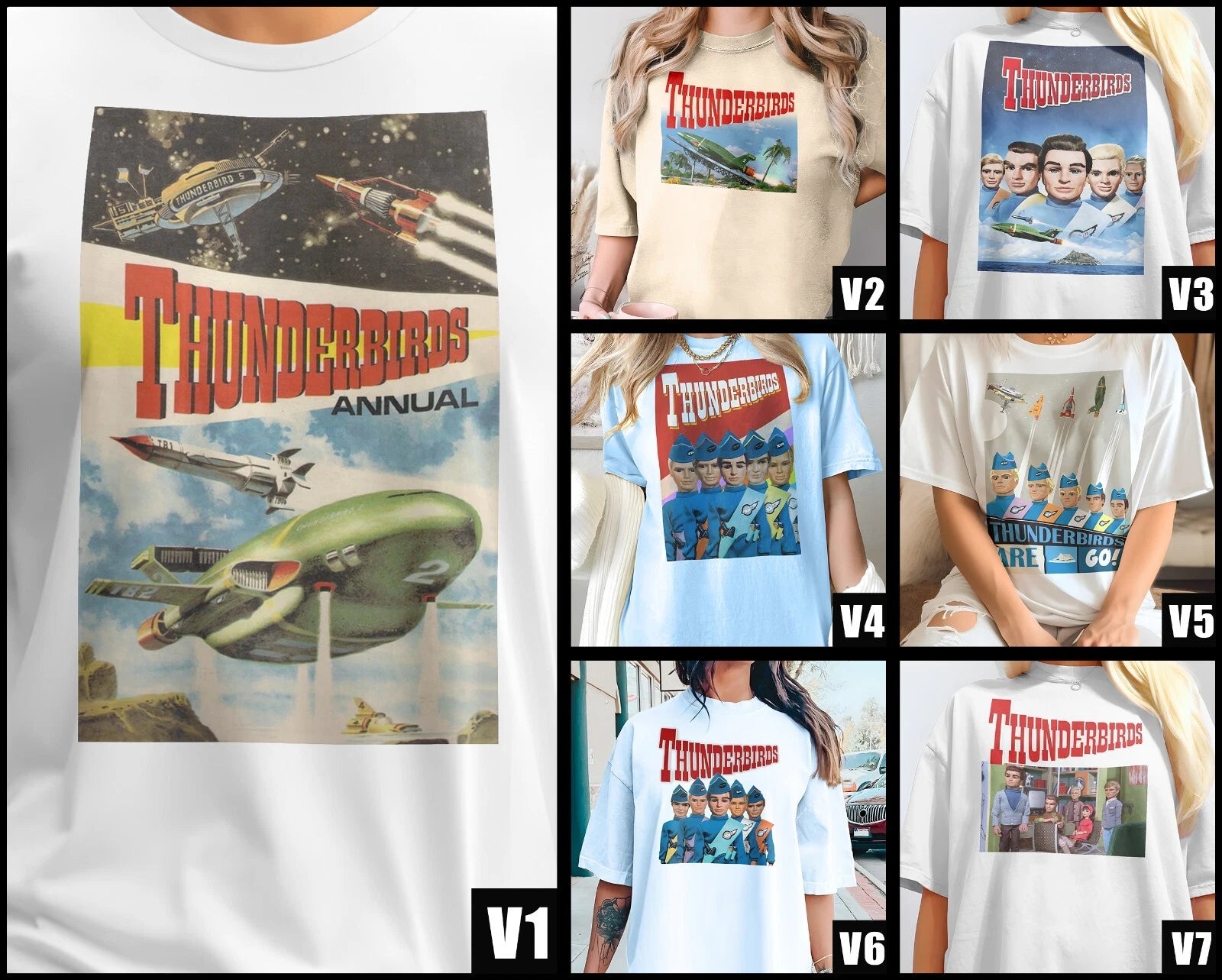 Thunderbirds TShirt Vintage 8 colors TShirt DTG Print SIZES S-5XL
