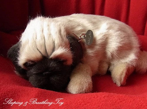 Breathing Pug Plush - Lifelike Sleeping Dog Pug for Pet Loss & Comfort Gift