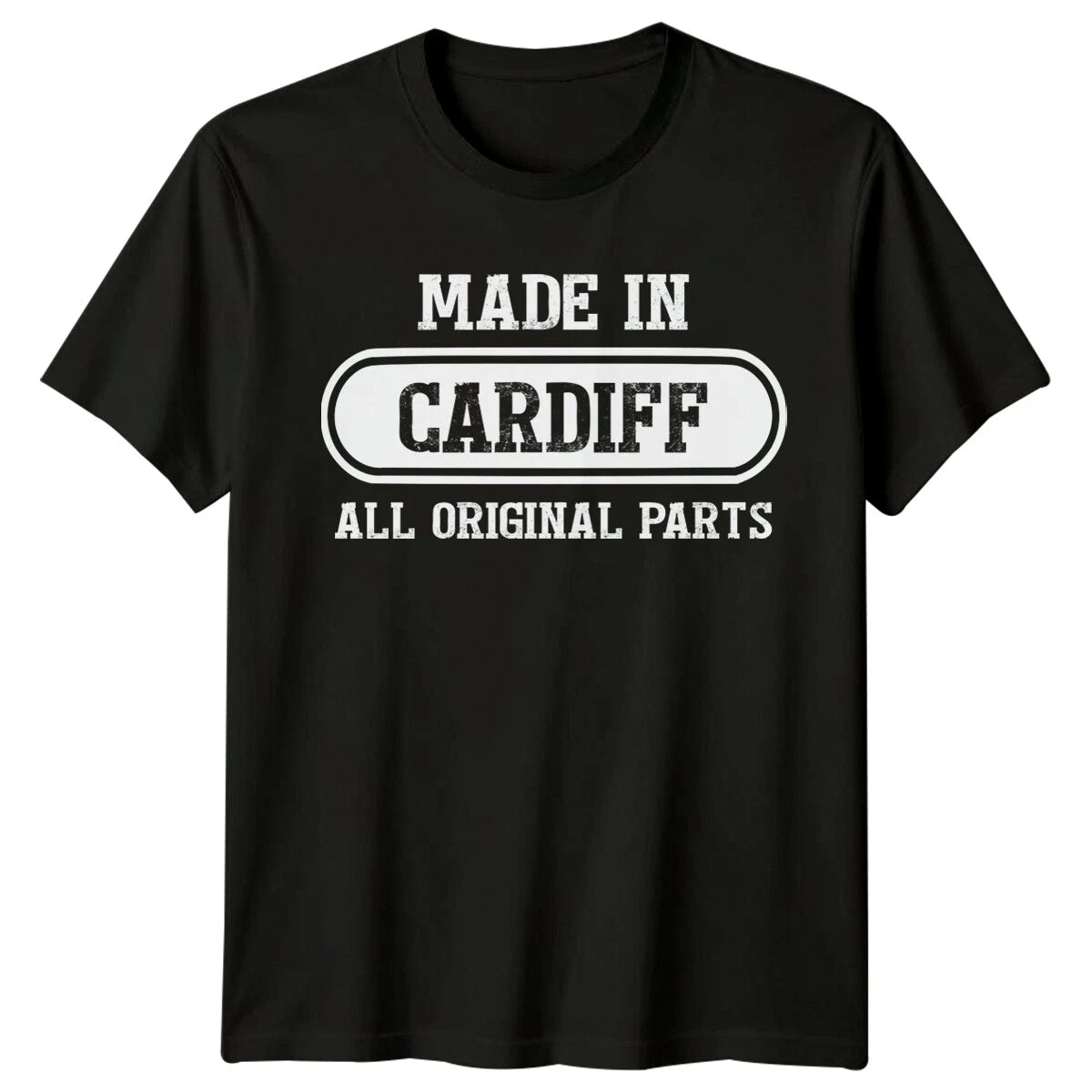 Made In Cardiff All Original Parts Mens T-Shirt Welsh Travel Tee